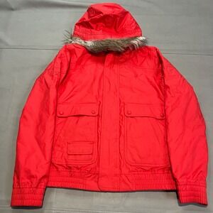 Burton Red/Pink Hooded Winter Dryride Jacket Coat Zip Faux Fur Trim WomenXS-XXXX